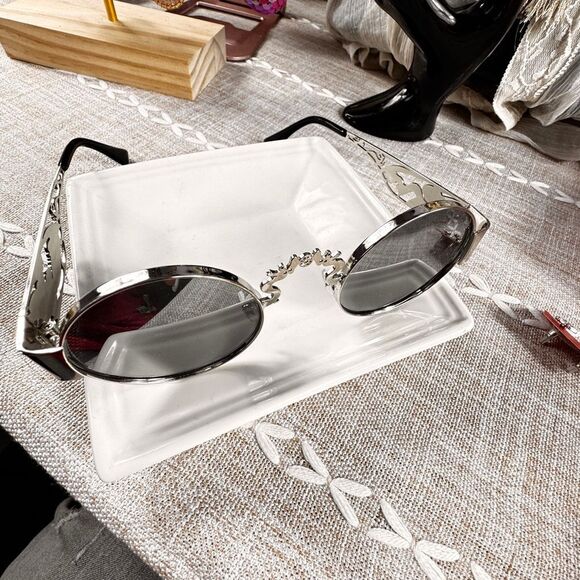 Zara Silver Safari Sunglasses with Black Accents - Picture 2 of 15